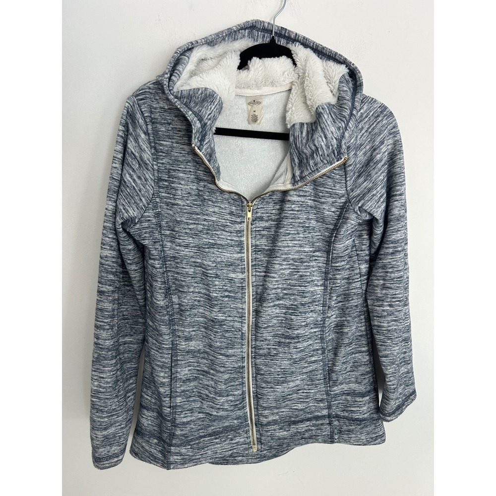 St. Johns Bay Active Womens Blue Space Dye Full Zip Sherpa Lined Hoodie Medium